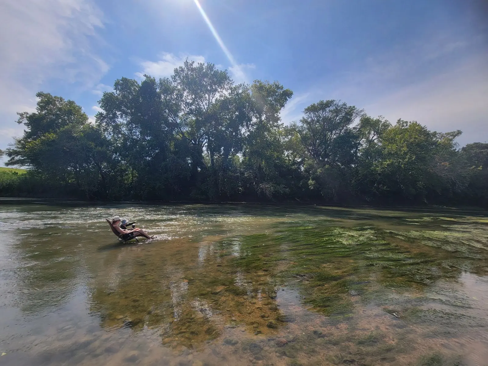 Image of two people sitting in the river.